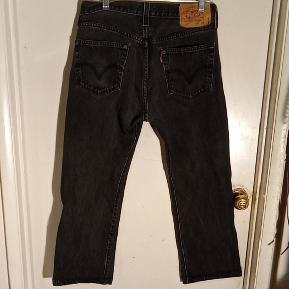 Men's Charcoal Black Levi's 501 Button Fly Leg In Seam 26 In